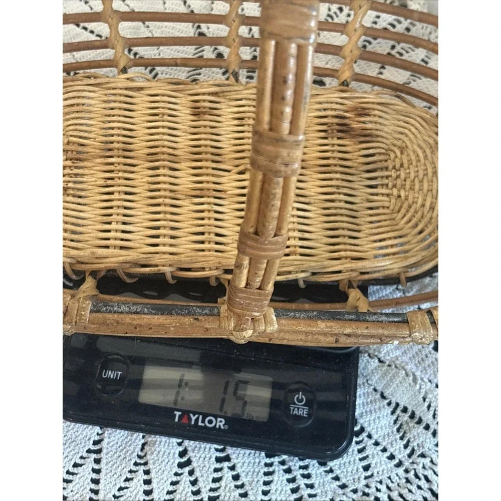 VTG Bentwood Bamboo Reed Gathering Basket Wicker Garden Trug Rattan BOHO Decor